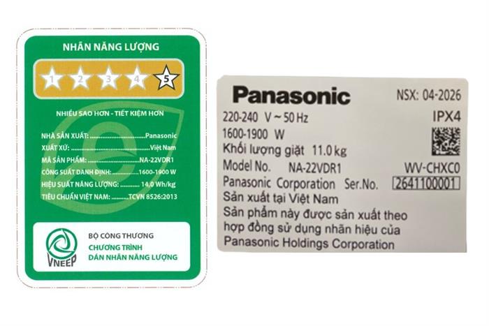 Máy giặt Panasonic Inverter 11 Kg NA-22VDR1BVT