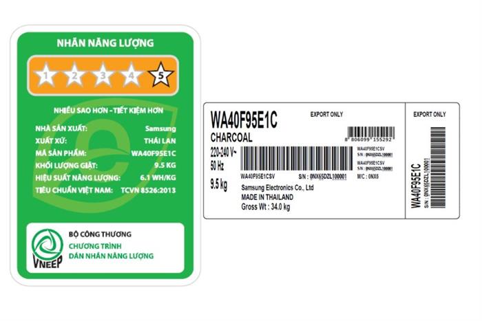 Máy giặt Samsung Ecobubble Inverter 9.5 kg WA40F95E1CSV