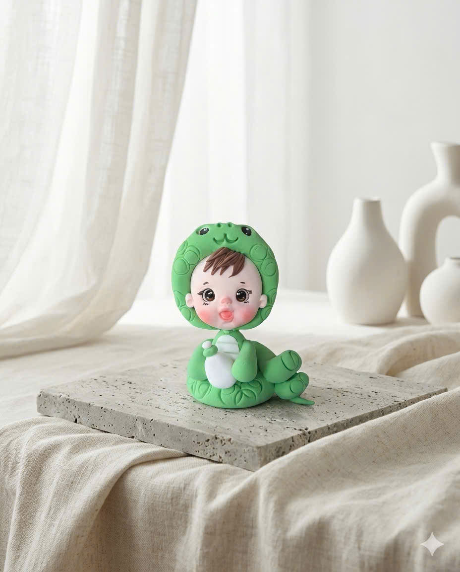 Chibi em bé Rắn xanh lá