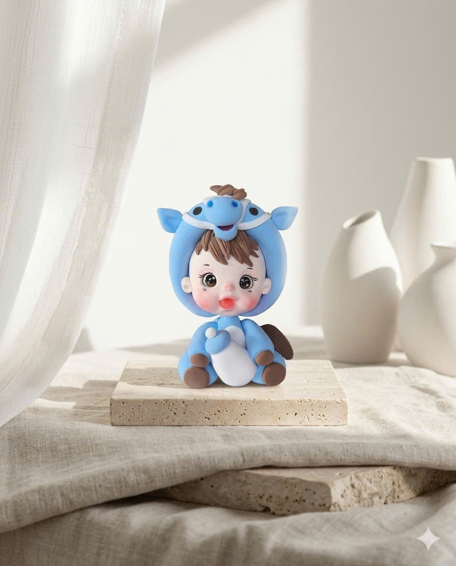 Chibi em bé Ngựa màu xanh dương
