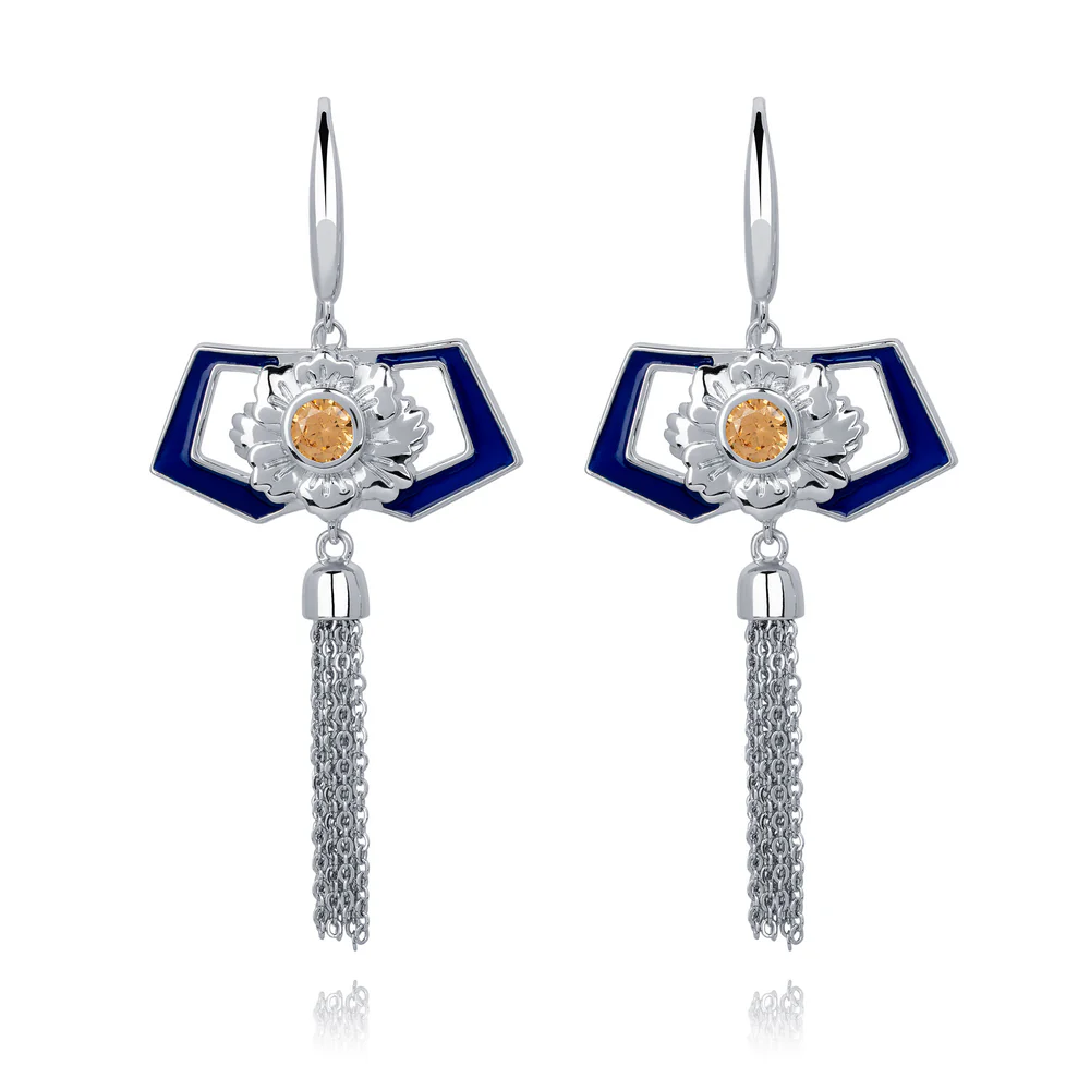Khuyên tai (Manchurian Elegance Blue) - Bạc