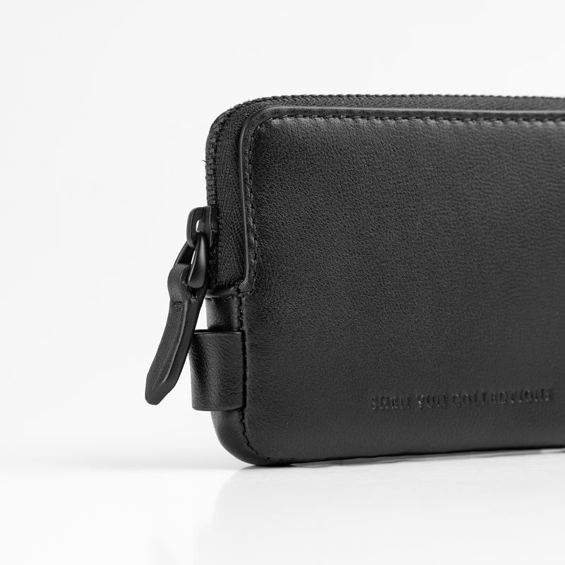 Ví da thắt lưng nam (Signature Men's Belt Wallet) - Ghi đen
