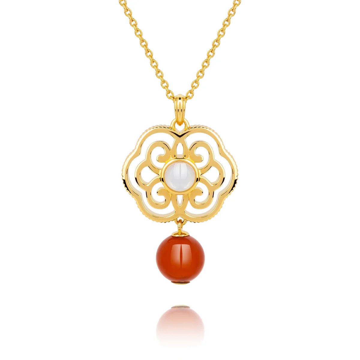 Dây chuyền - Cam (Blissful Ruyi-Carnelian)