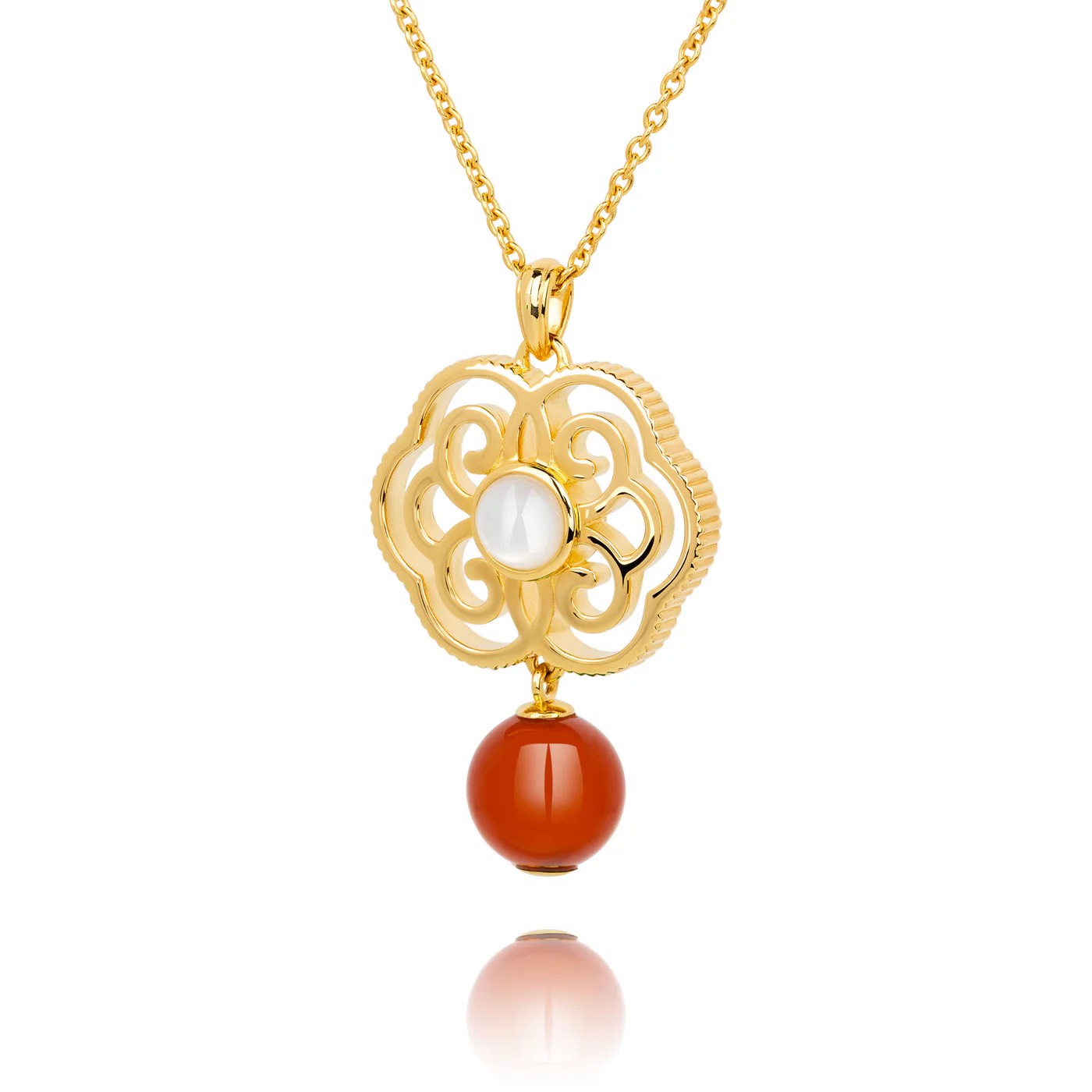 Dây chuyền - Cam (Blissful Ruyi-Carnelian)