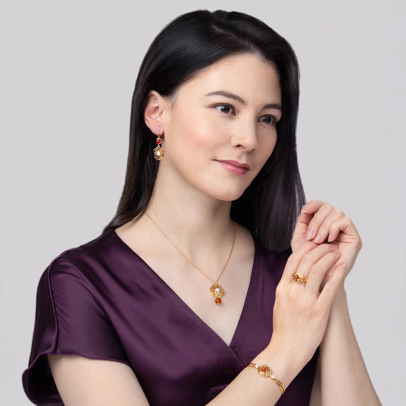 Dây chuyền - Cam (Blissful Ruyi-Carnelian)