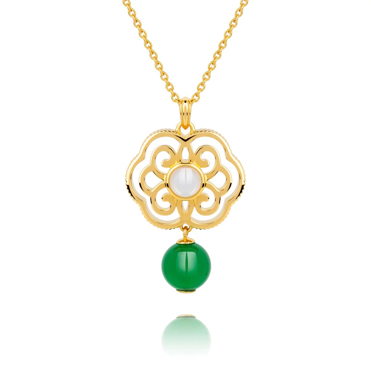 Dây chuyền - Xanh (Blissful Ruyi-Green Agate)
