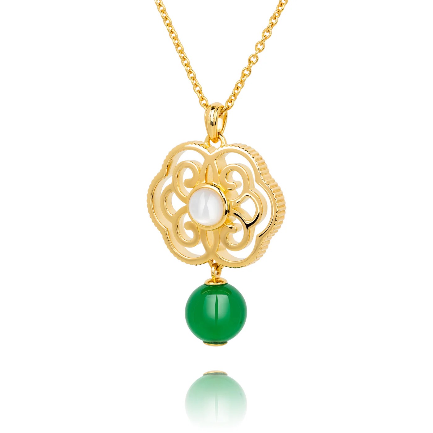 Dây chuyền - Xanh (Blissful Ruyi-Green Agate)