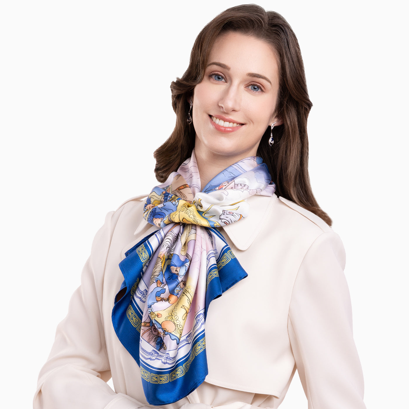 Khăn lụa Mộc Lan - 2 mặt - Xanh và Đồng ((Mulan - Royal Blue & Bronze)