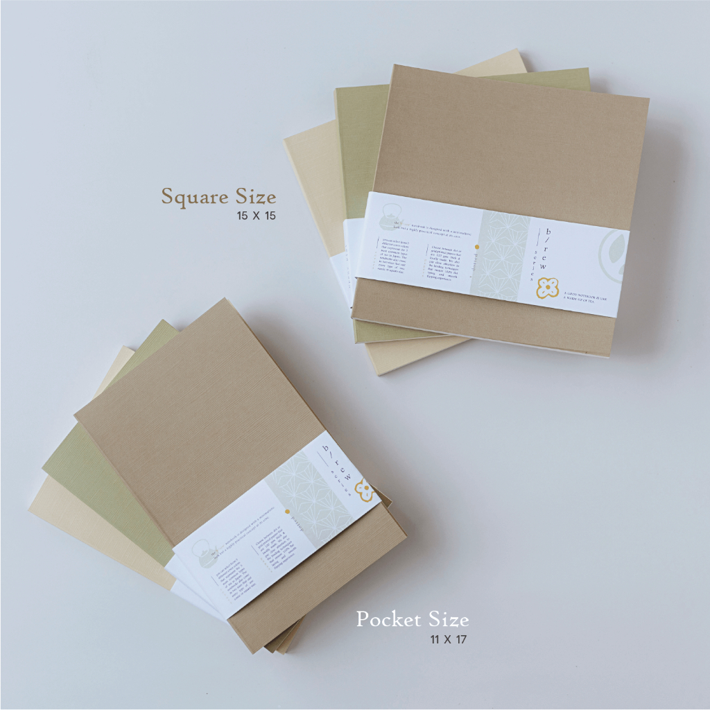 Sổ bìa giấy B/rew size Pocket A6 - 3 màu sắc tượng trưng cho 3 loại trà phổ biến của Nhật Bản
