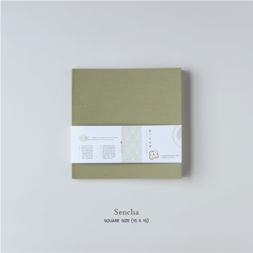 Sổ bìa giấy B/rew size Square - 3 màu sắc tượng trưng cho 3 loại trà phổ biến của Nhật Bản