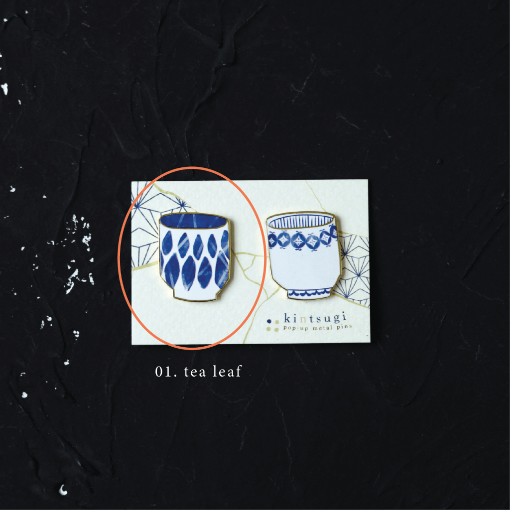 Pin 'tách trà Kintsugi' đế nam châm dùng làm trang trí, bookmark, gắn vật dụng gia đình