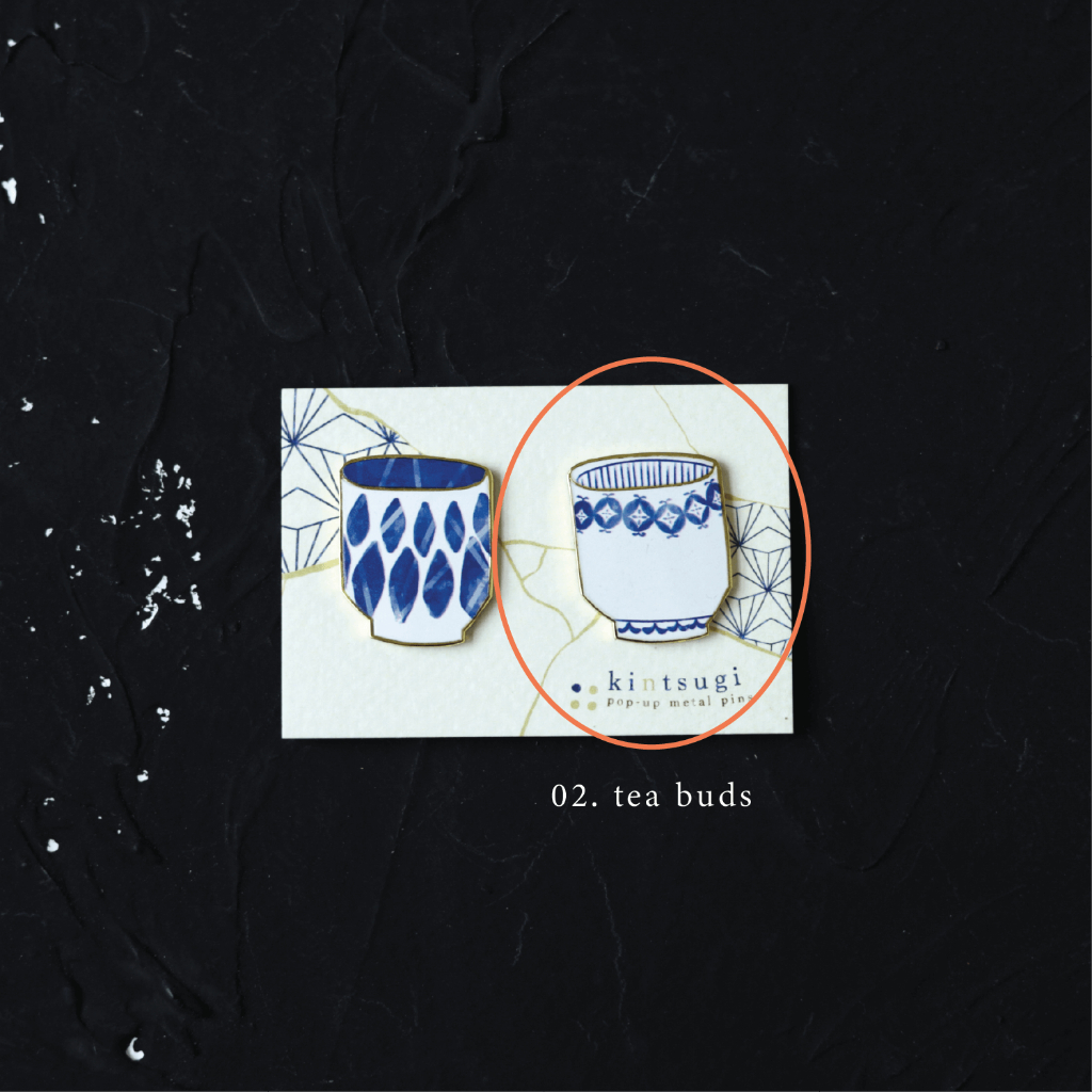 Pin 'tách trà Kintsugi' đế nam châm dùng làm trang trí, bookmark, gắn vật dụng gia đình