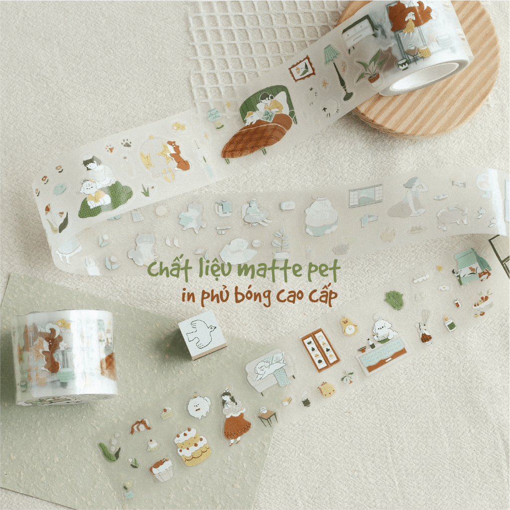 Stickers PET bế sẵn 'Uchi no Wanchan' by teayoushop