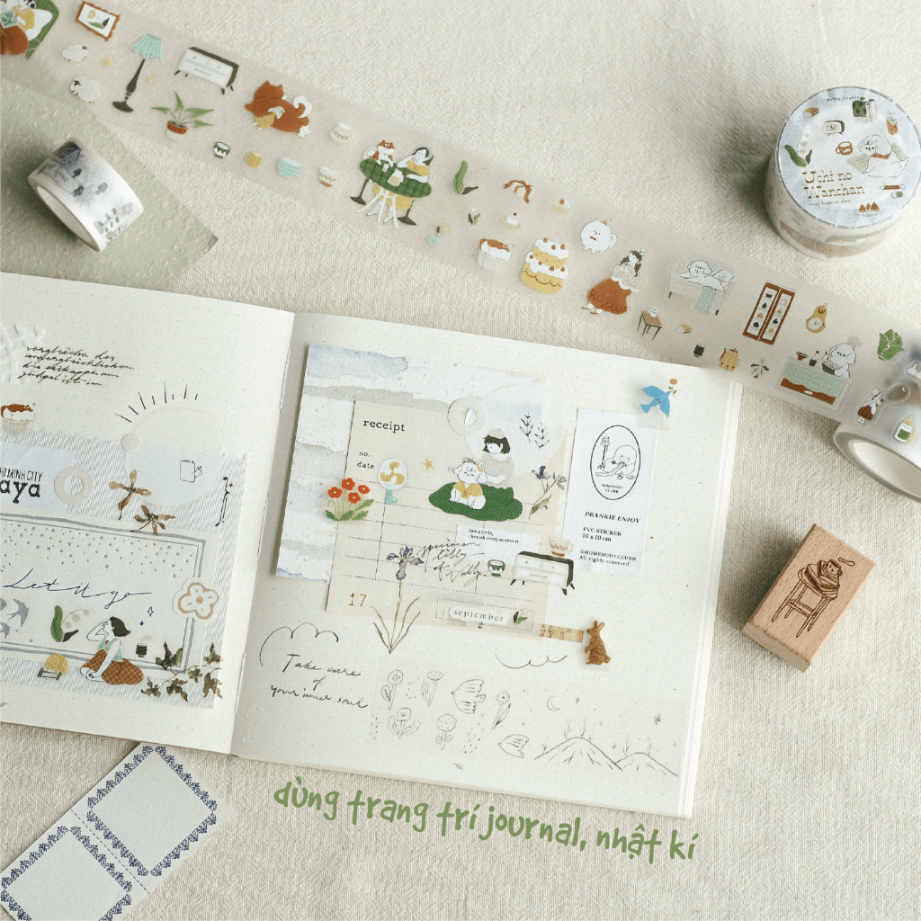 Stickers PET bế sẵn 'Uchi no Wanchan' by teayoushop