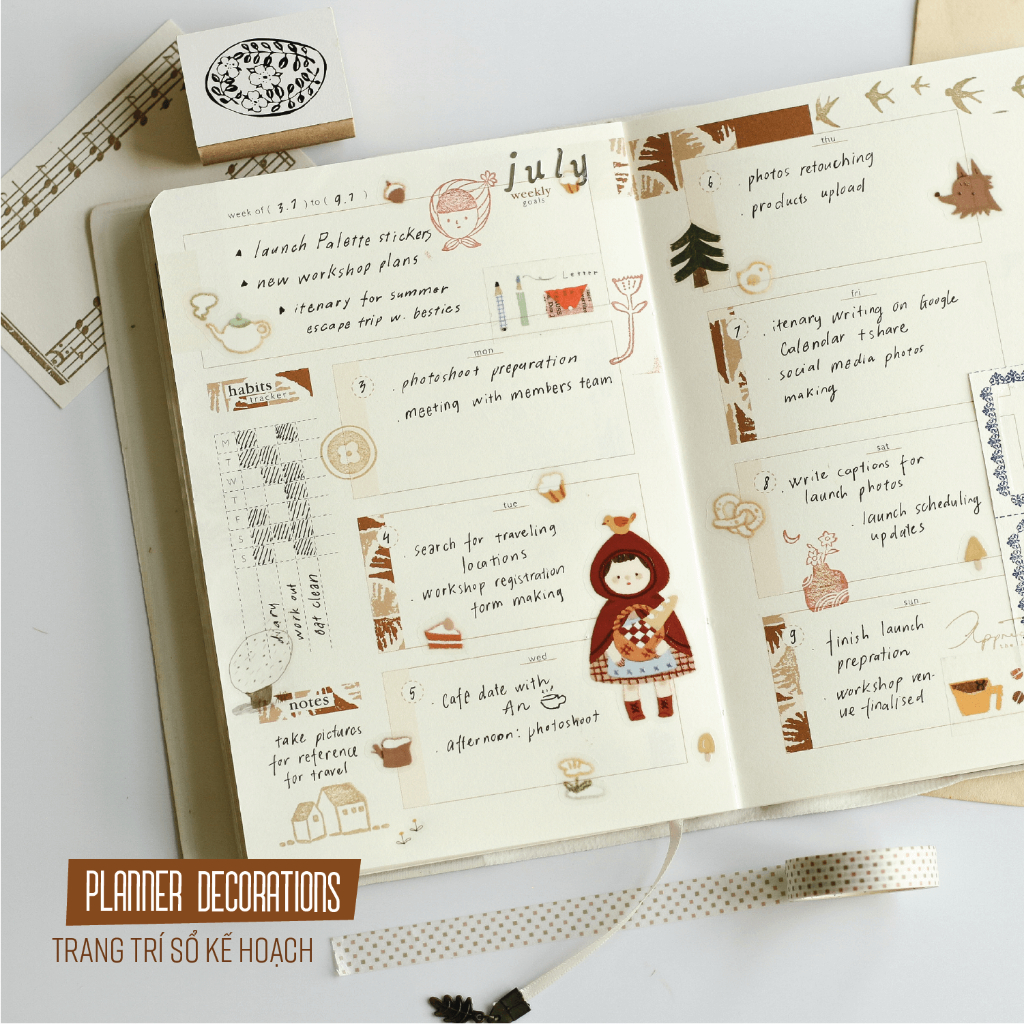 Sticker Palette series | Chất PET | Vân mực nổi by teayoushop