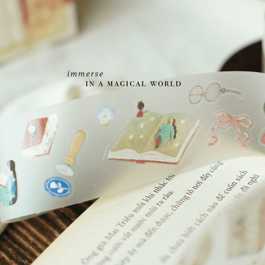 PET Tape Stickers - hình dán bế sẵn 'The Enchanted Library' by teayoushop