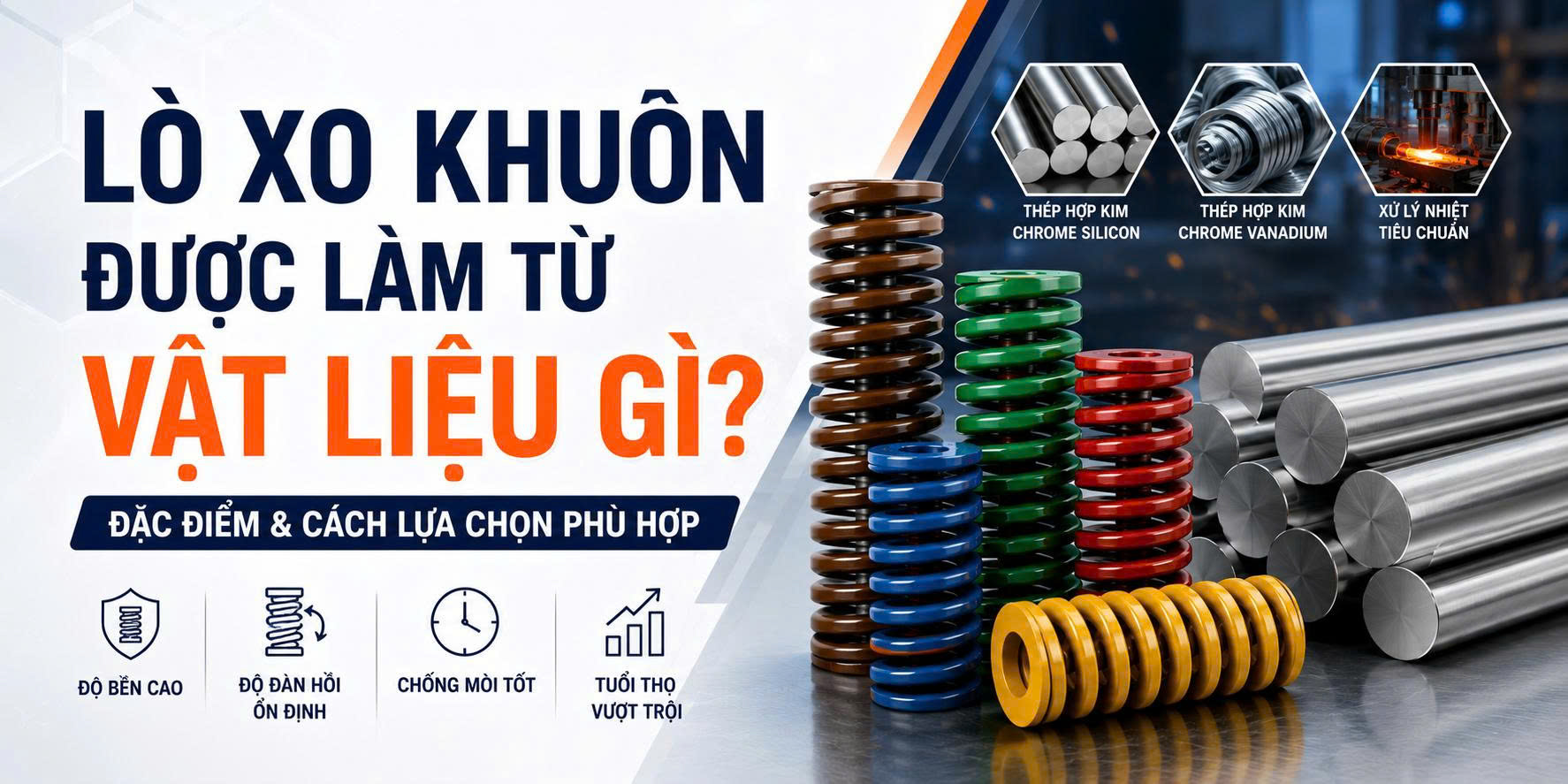 Lò xo khuôn được làm từ vật liệu gì? Đặc điểm và cách lựa chọn