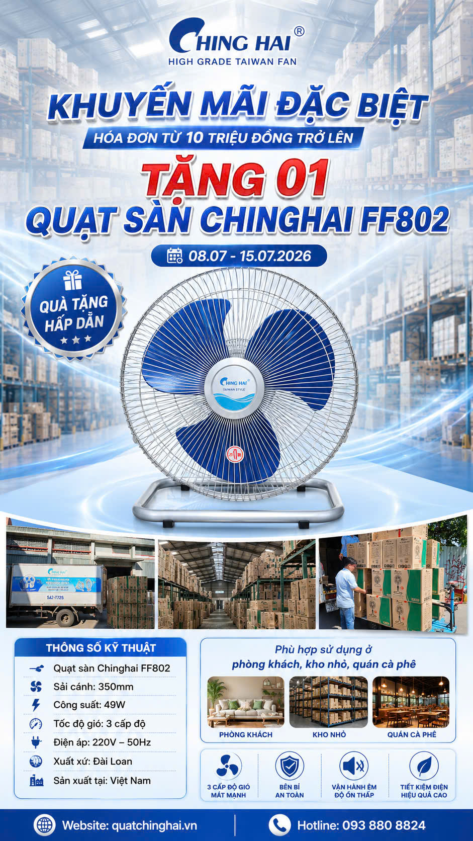SIÊU ƯU ĐÃI THÁNG 7: BÙNG NỔ DOANH SỐ CÙNG QUẠT CHINGHAI!