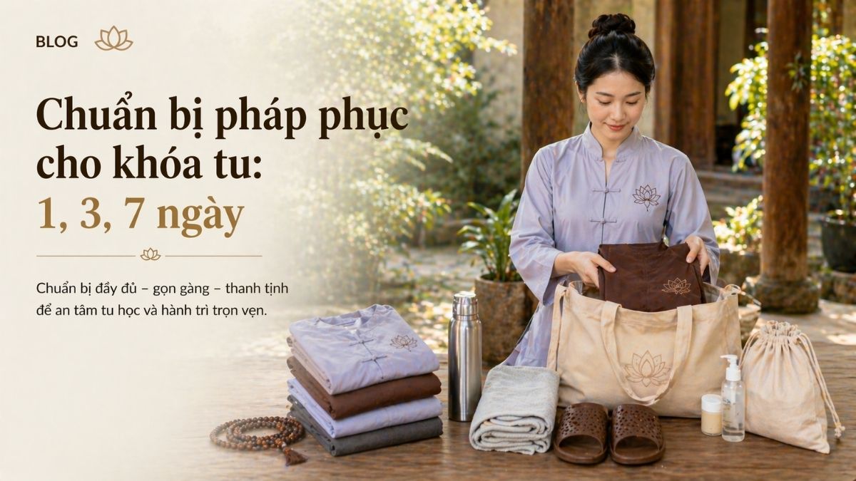 Chuẩn bị pháp phục cho khóa tu 1, 3, 7 ngày: Đủ dùng, gọn nhẹ, không thiếu