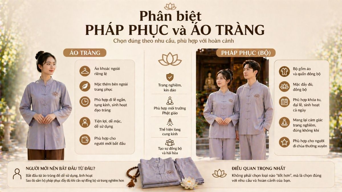 Phân biệt pháp phục và áo tràng: Người mới nên dùng khi nào?