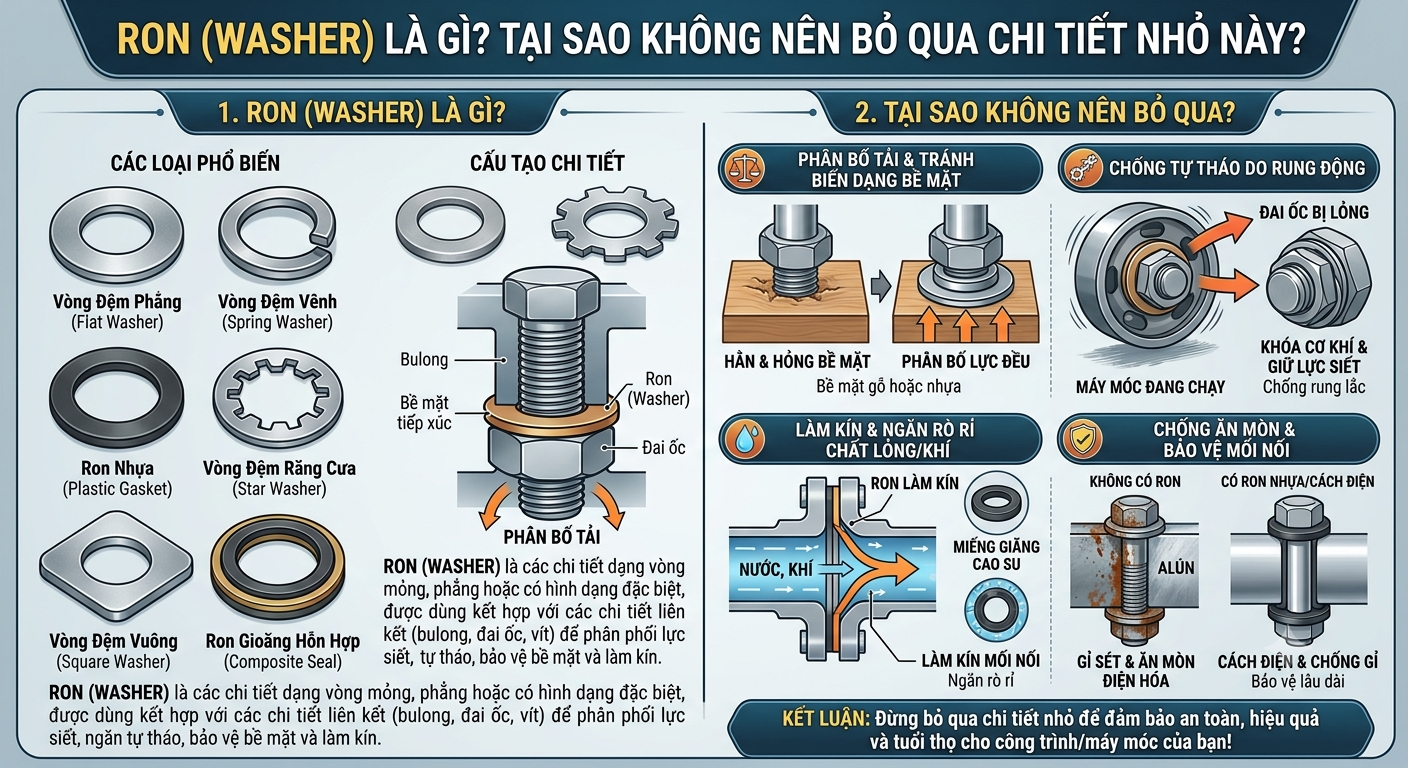 Ron (Washer) Là Gì? Tại Sao Không Nên Bỏ Qua Chi Tiết Nhỏ Này?
