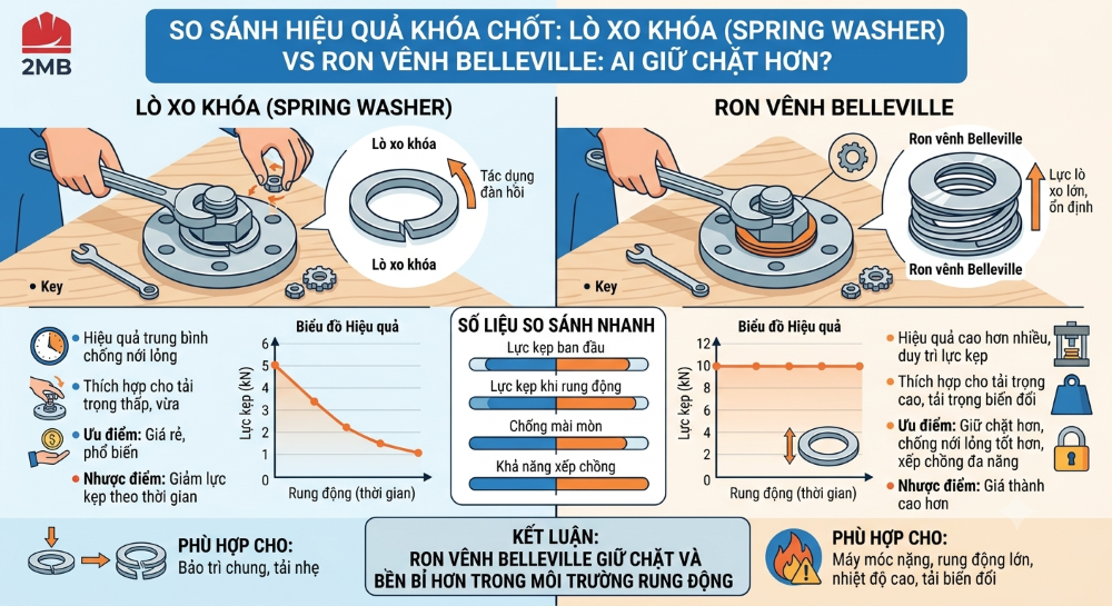 Lò Xo Khóa (Spring Washer) vs Ron Vênh Belleville: Ai Giữ Chặt Hơn?