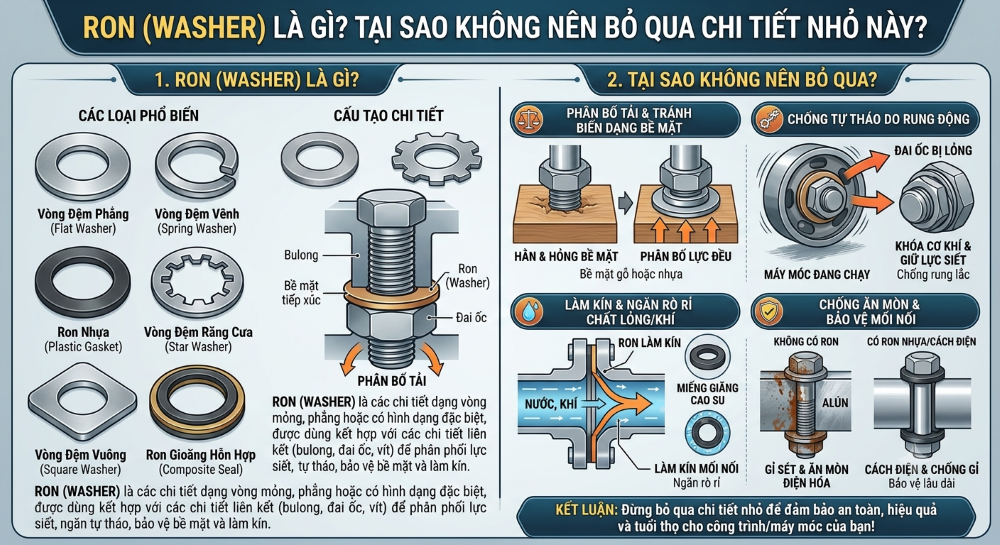 Ron (Washer) Là Gì? Tại Sao Không Nên Bỏ Qua Chi Tiết Nhỏ Này?