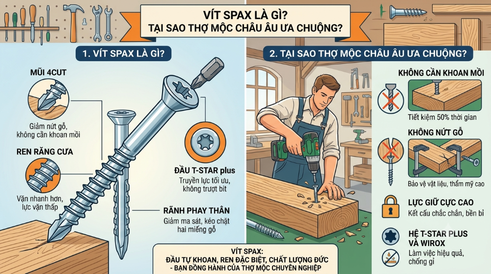 Vít SPAX Là Gì? Tại Sao Thợ Mộc Châu Âu Ưa Chuộng?
