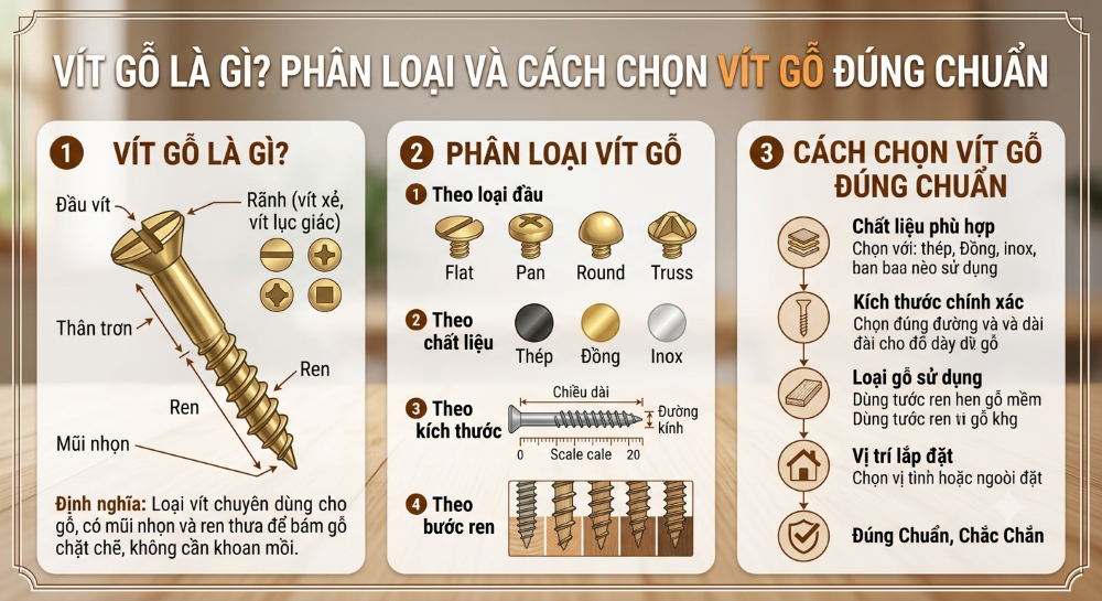 Vít Gỗ Là Gì? Phân Loại Và Cách Chọn Vít Gỗ Đúng Chuẩn