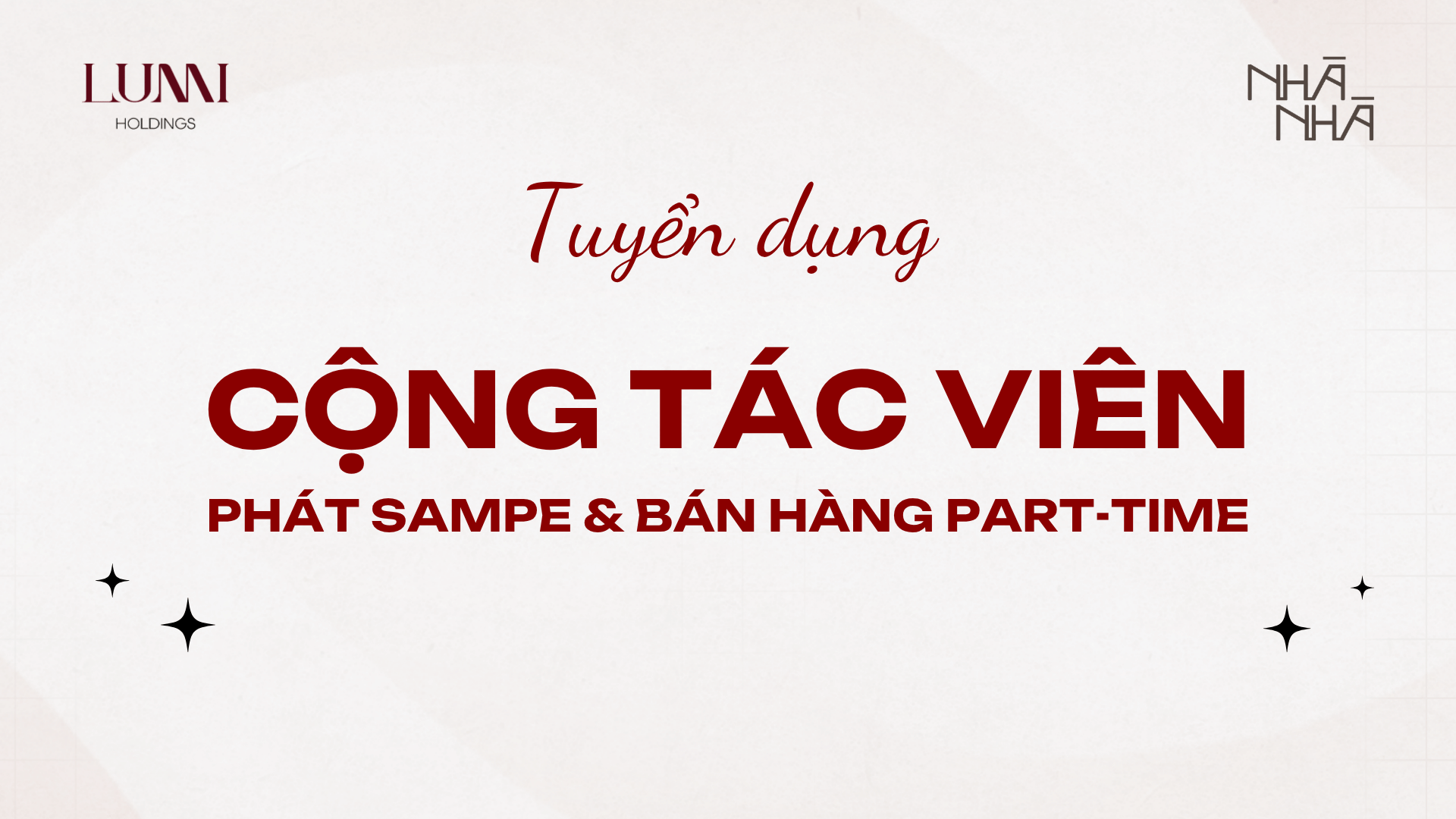 TUYỂN CỘNG TÁC VIÊN PHÁT SAMPLE | BÁN HÀNG PART-TIME