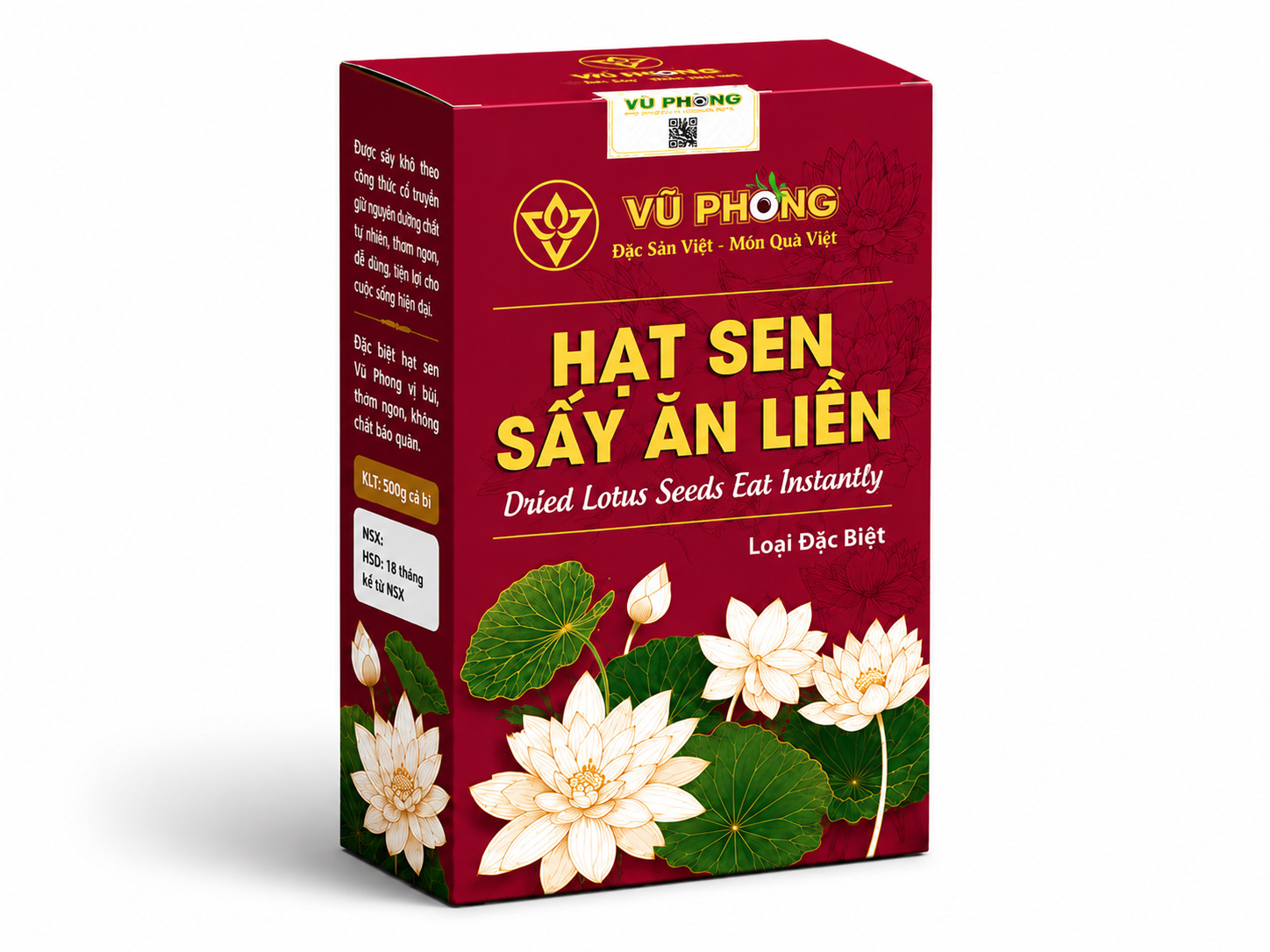 Hạt Sen Sấy Ăn Liền Vũ Phong hộp 500g