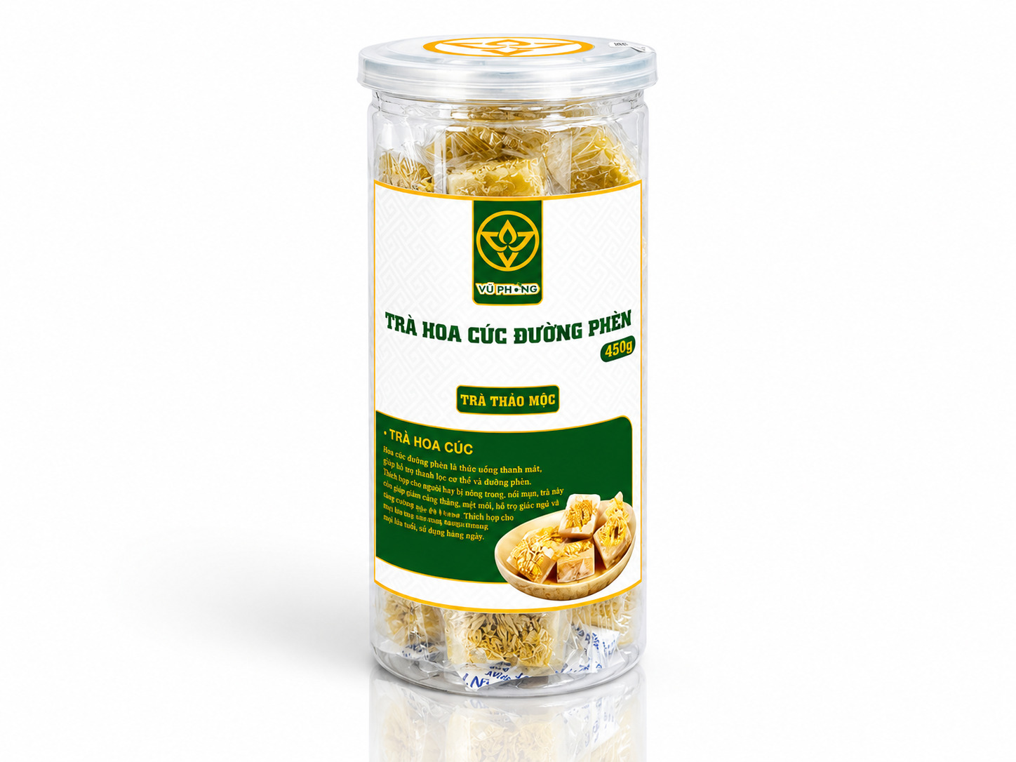Trà Hoa Cúc Đường Phèn Vũ Phong hộp 450gram