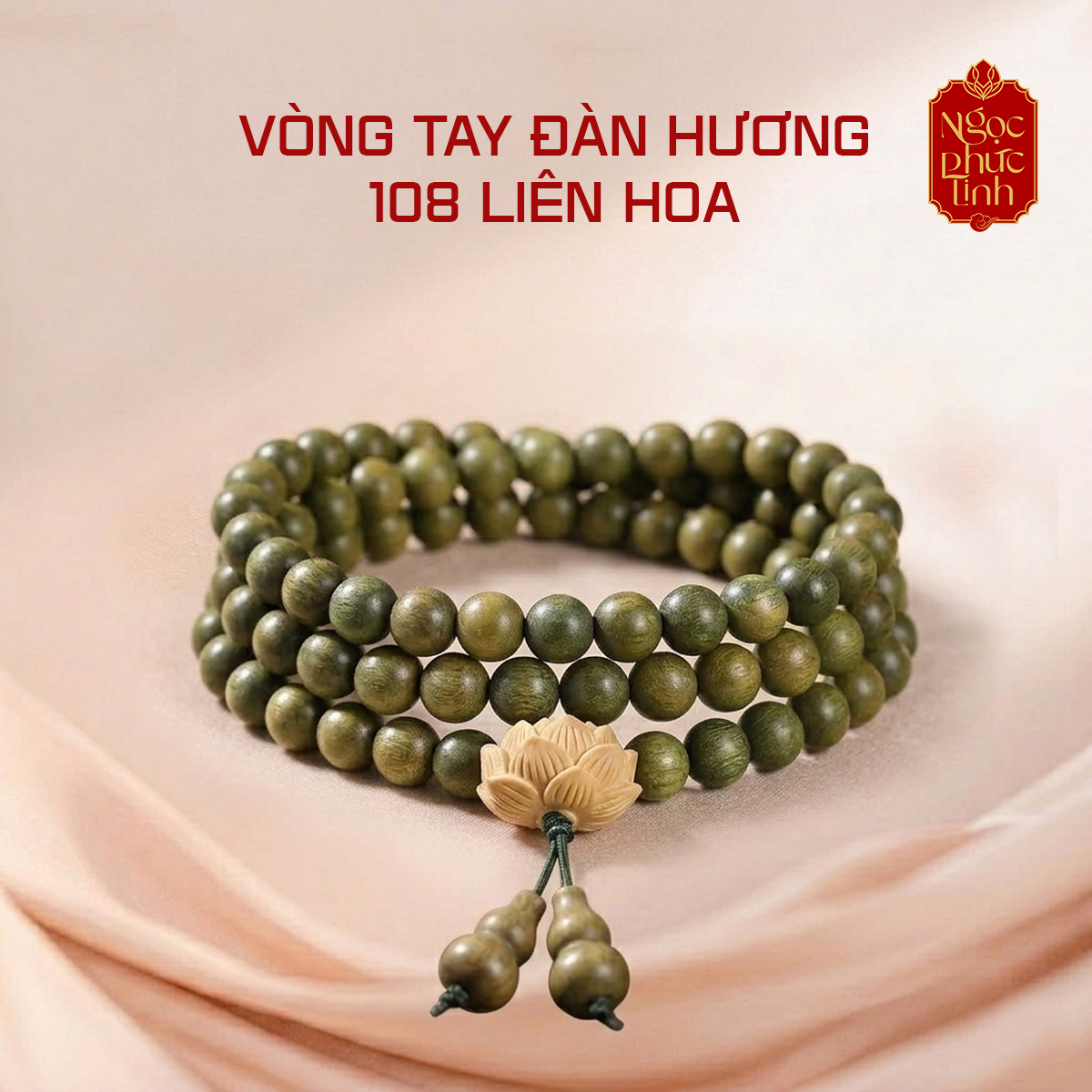 Vòng Tay Gỗ Đàn Hương 108 Hoa Sen