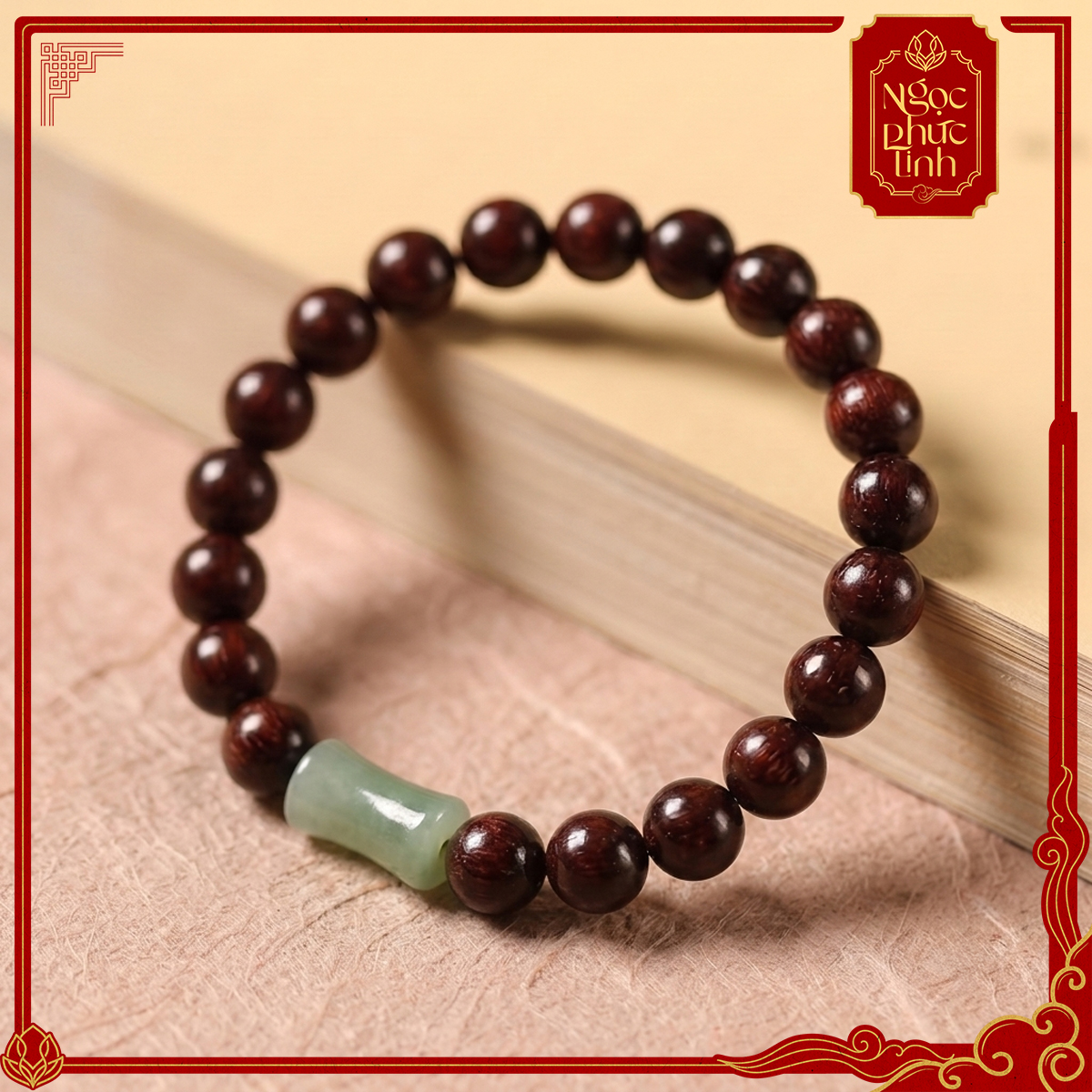 Vòng Tay Gỗ Tử Đàn Ngọc Bích Thanh Trúc - 8mm
