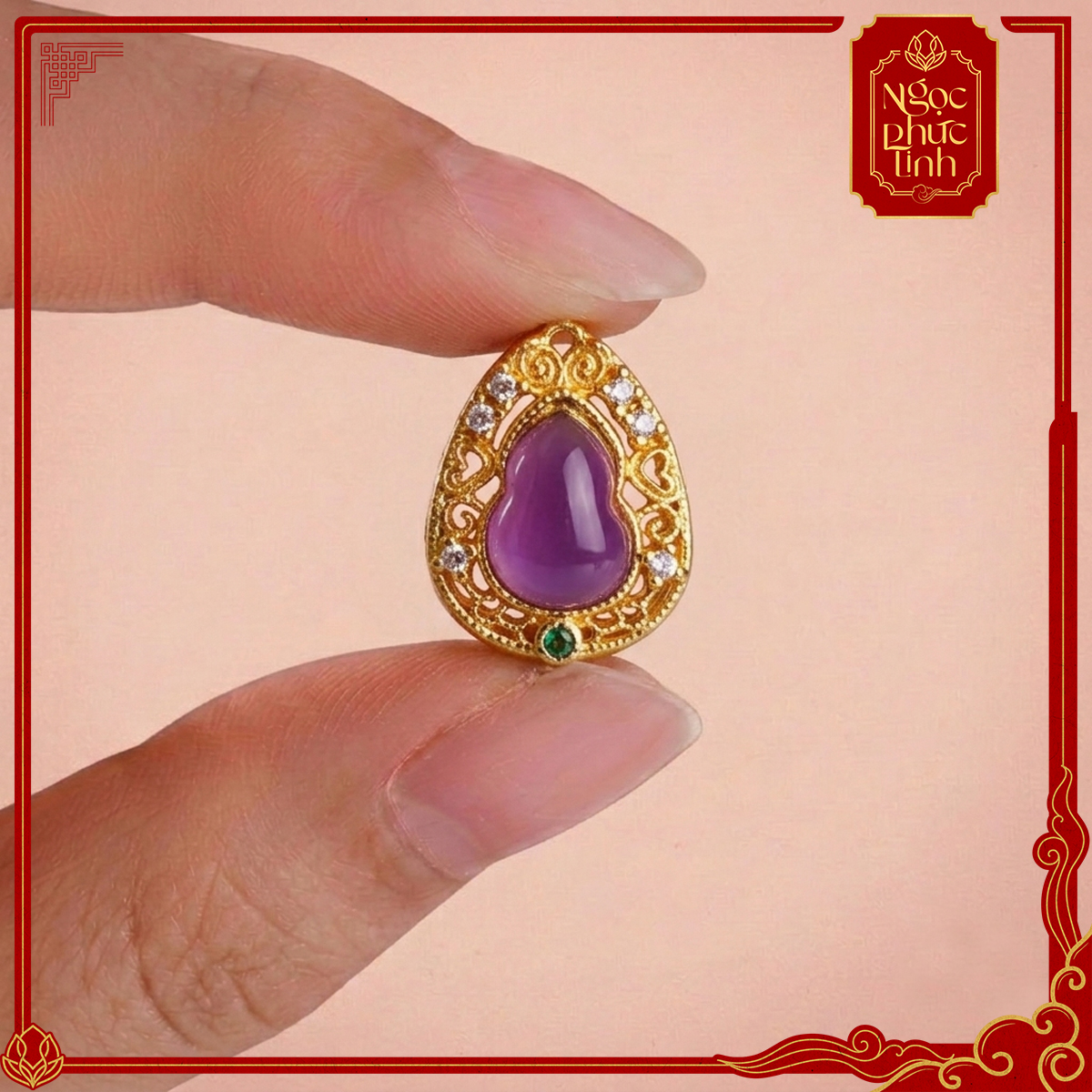 Vòng Tay Gỗ Tử Đàn Hồ Lô Kim Phúc - 8mm