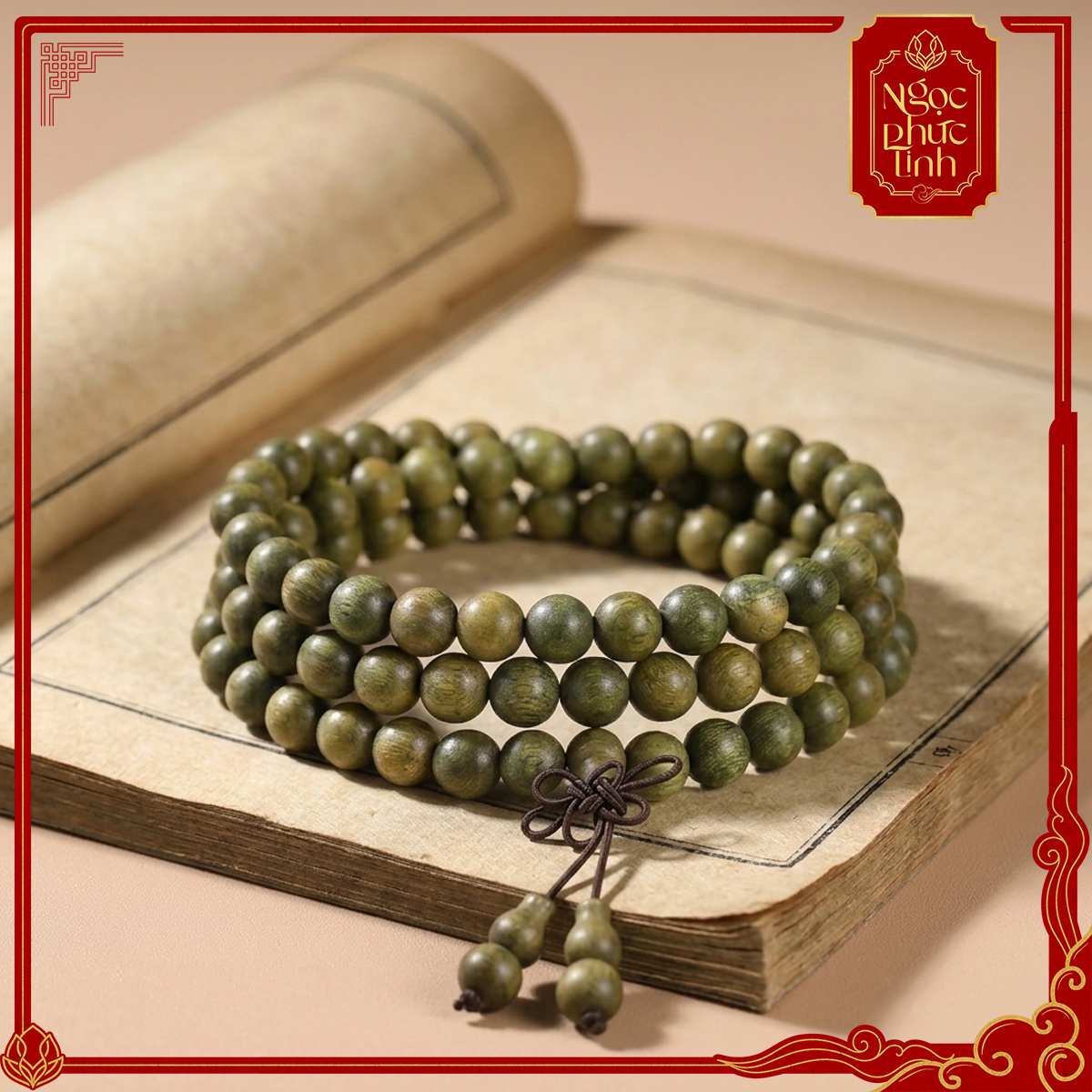 Vòng Tay Đàn Hương Xanh Tự Nhiên 108 Hạt