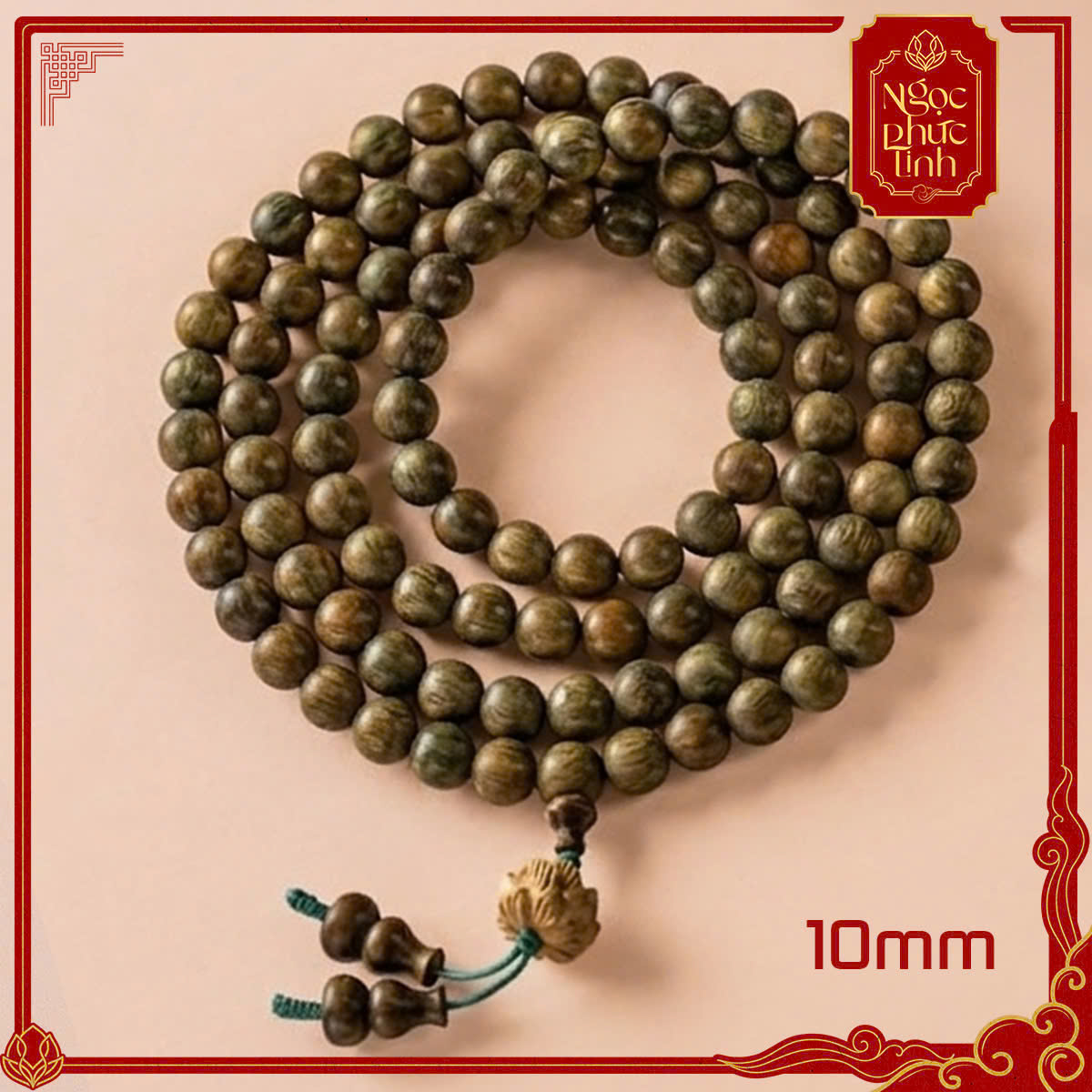 Vòng Tay Gỗ Đàn Hương 108 Hoa Sen