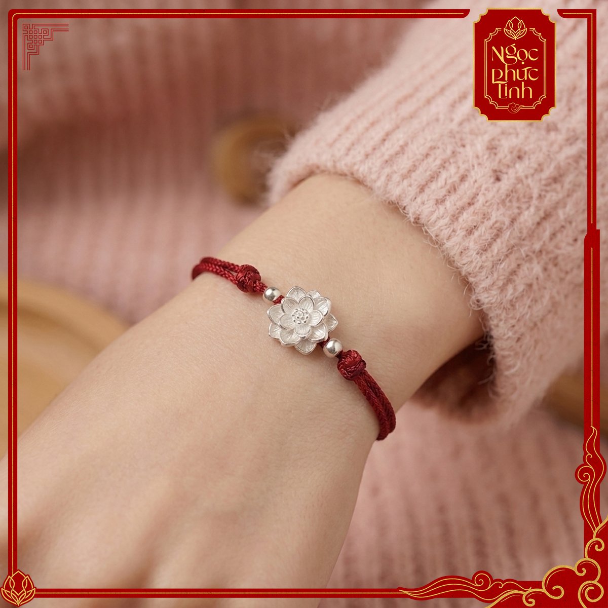 Vòng Tay Chỉ Đỏ Trúc Tâm Hoa