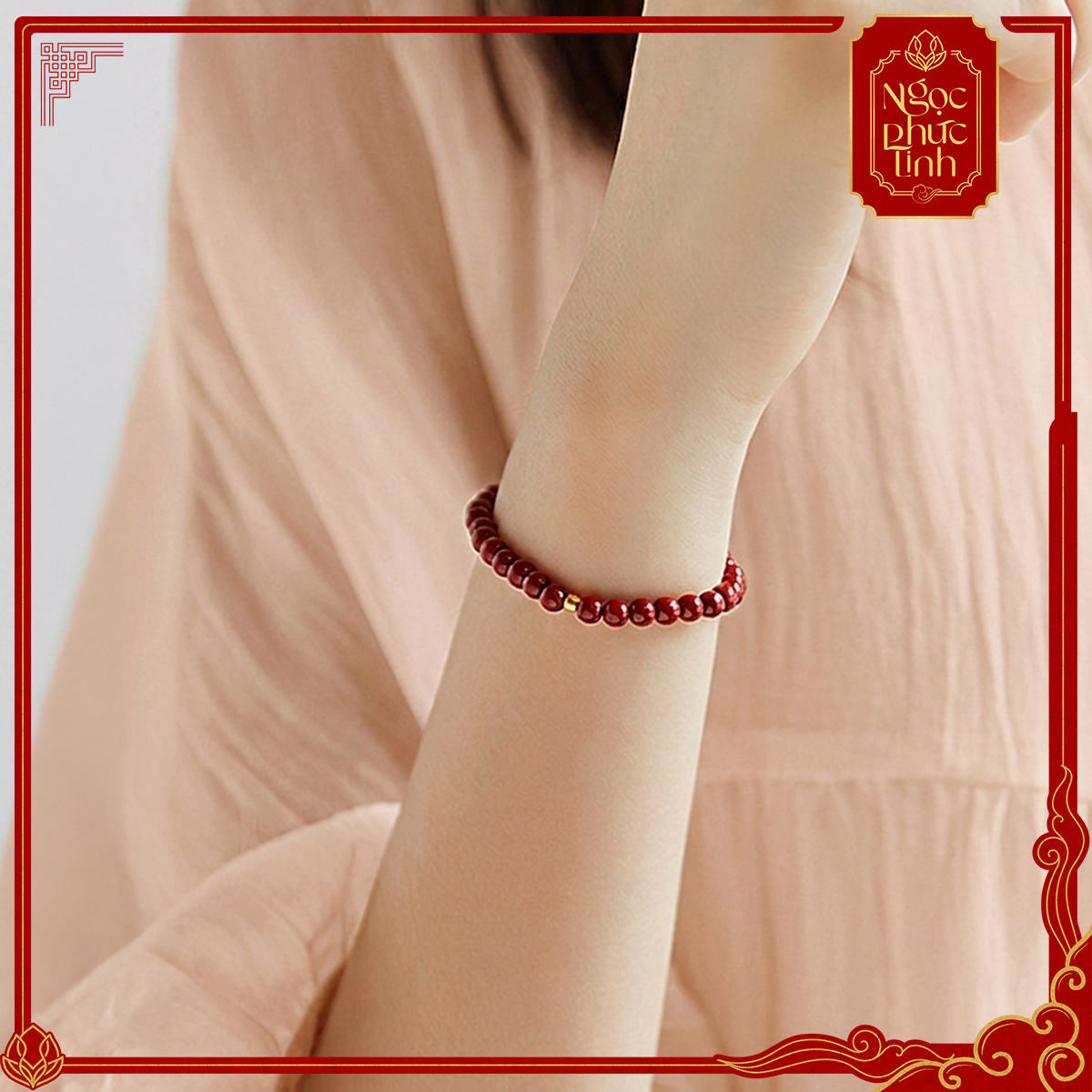Vòng Tay Đá Chu Sa Kim Ngân - 6mm