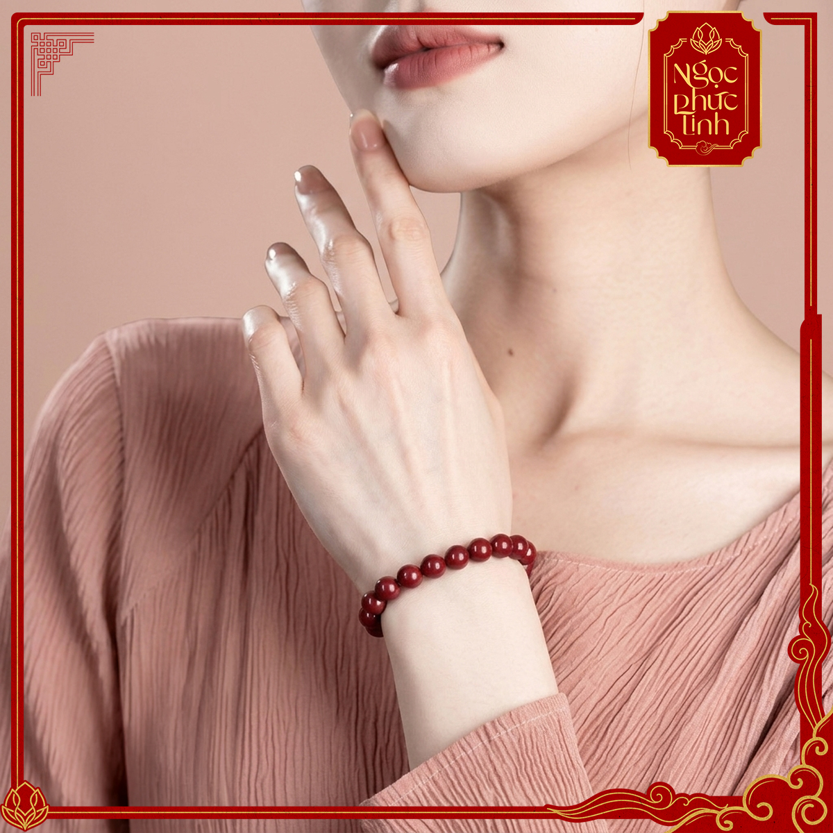 Vòng Tay Đá Chu Sa Tự Nhiên - 12mm