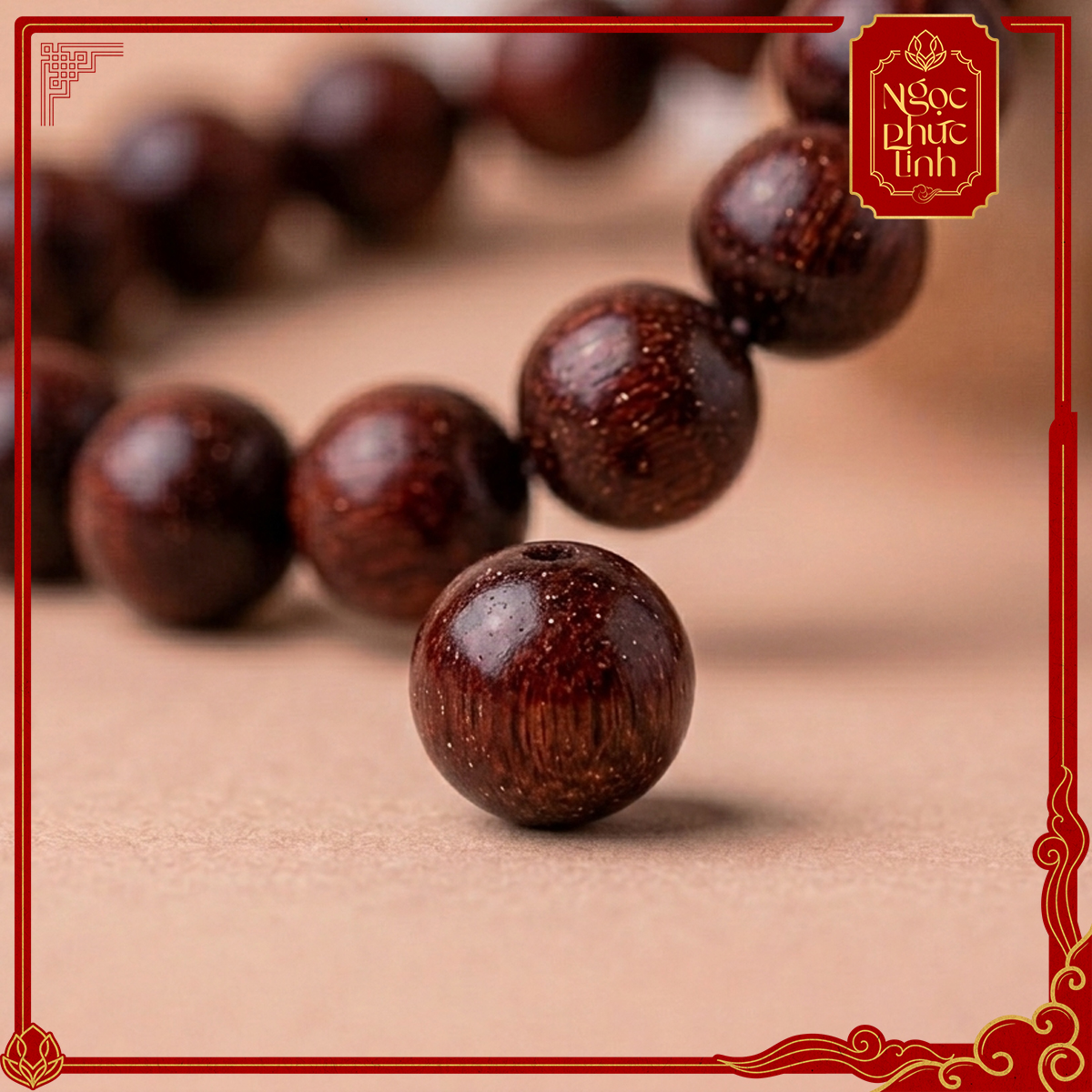 Vòng Tay Gỗ Tử Đàn Hồ Lô Kim Phúc - 8mm