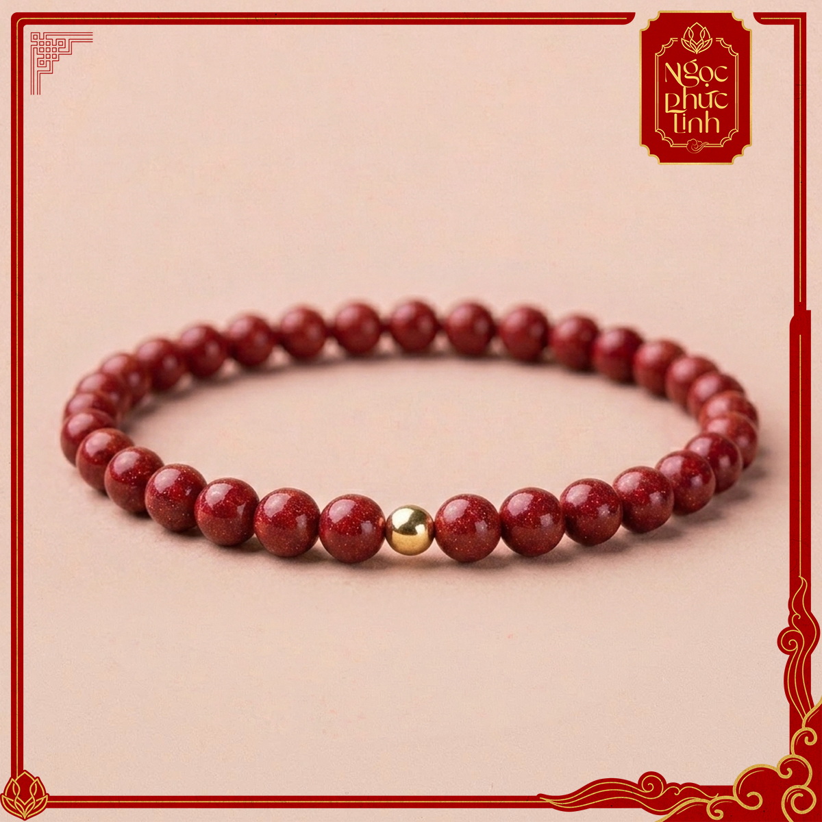 Vòng Tay Đá Chu Sa Kim Ngân - 6mm