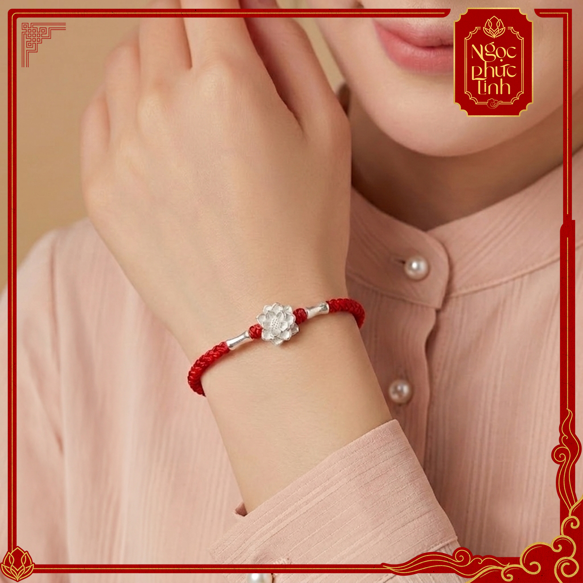 Vòng Tay Chỉ Đỏ Trúc Tâm Hoa