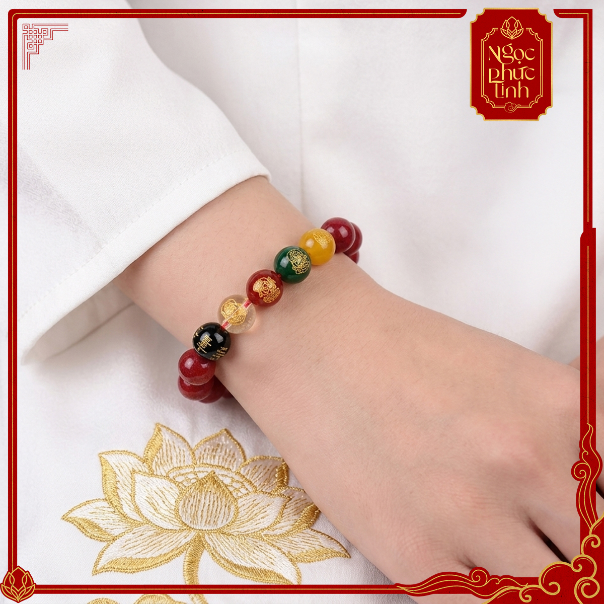 Vòng Tay Đá Chu Sa Ngũ Lộ Thần Tài - 6mm