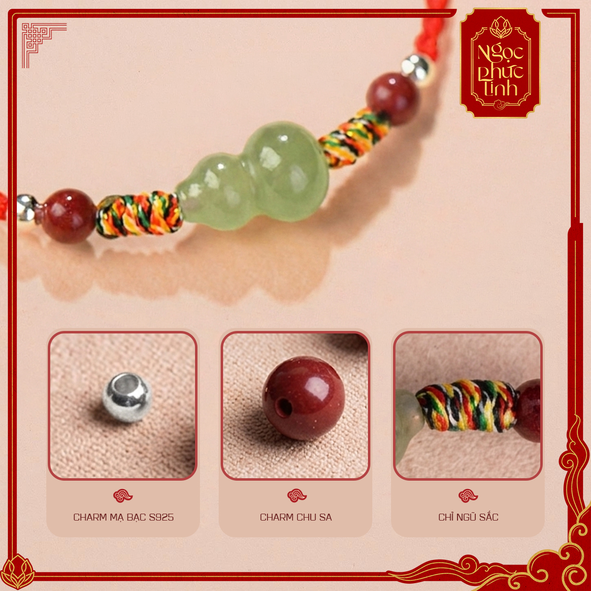 Vòng Tay Chỉ Đỏ Hồ Lô Ngọc Bích