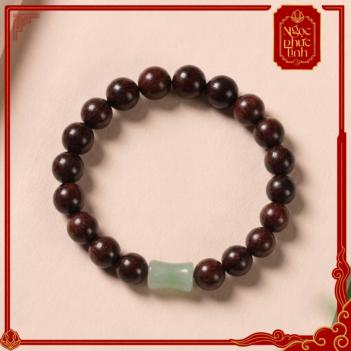 Vòng Tay Gỗ Tử Đàn Ngọc Bích Thanh Trúc - 8mm