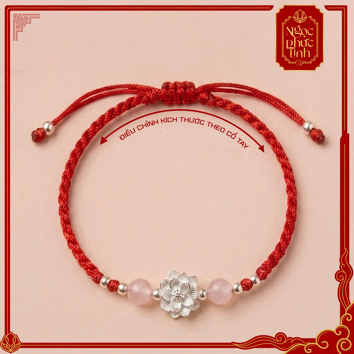 Vòng Tay Chỉ Đỏ Hoa Sen Mã Não