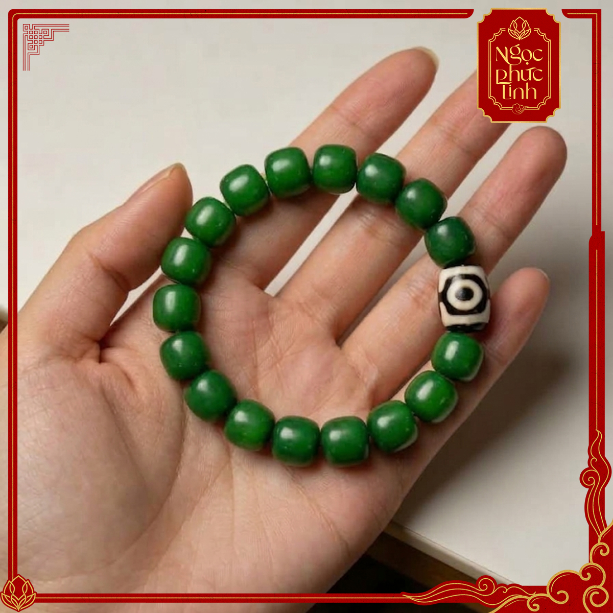 Vòng Tay Bạch Ngọc Bồ Đề Dzi Lục Bảo Thiên Nhãn