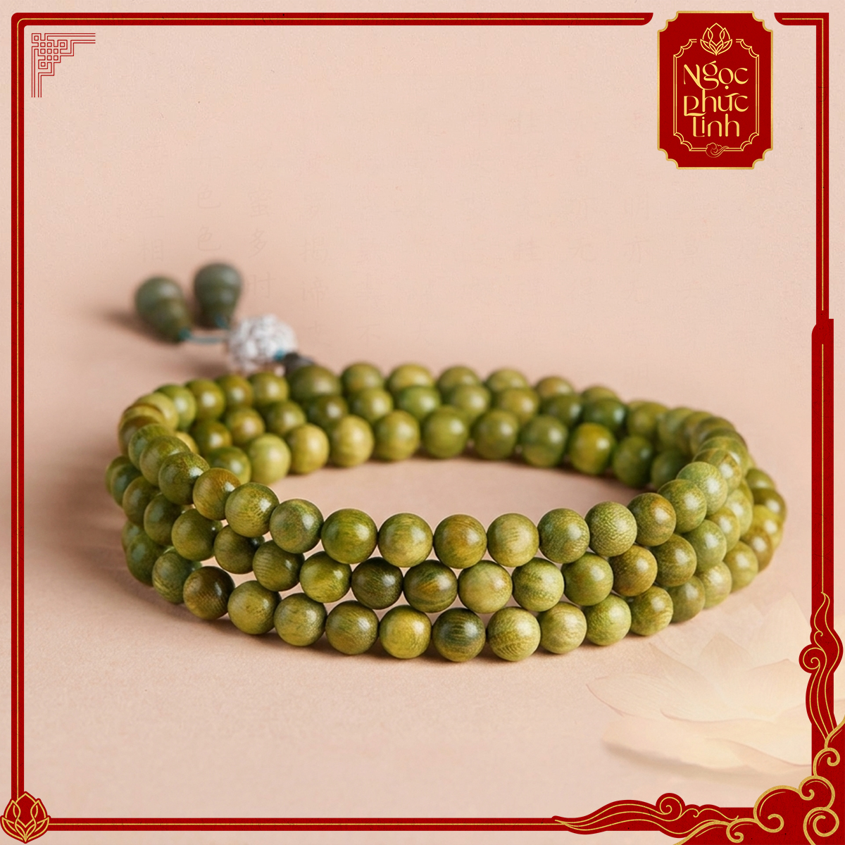 Vòng Tay Gỗ Đàn Hương 108 Hoa Sen