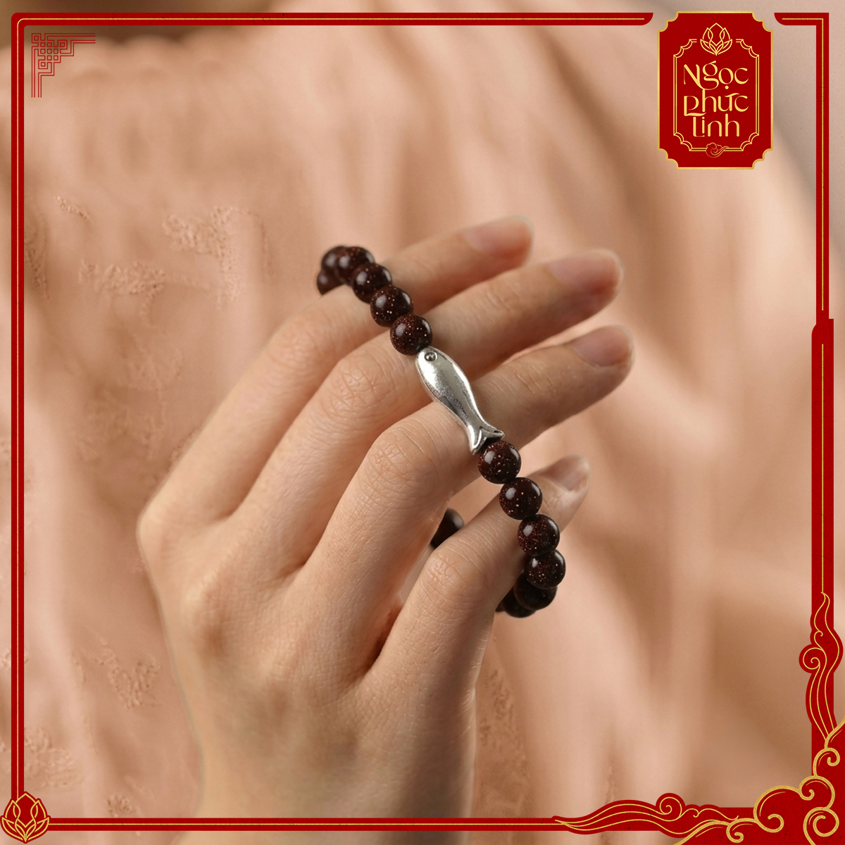 Vòng Tay Gỗ Tử Đàn Phúc Ngư Vàng - 6mm